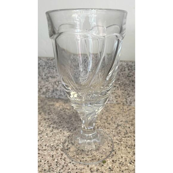 Vtg Noritake Set 2 Sweet Swirl Glass Goblet Clear Wine Iced Tea 7.5" x 3.75" EUC - Picture 4 of 5
